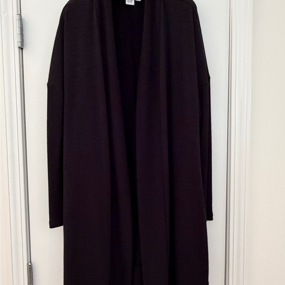 GAP Black Long Open-Front Cardigan